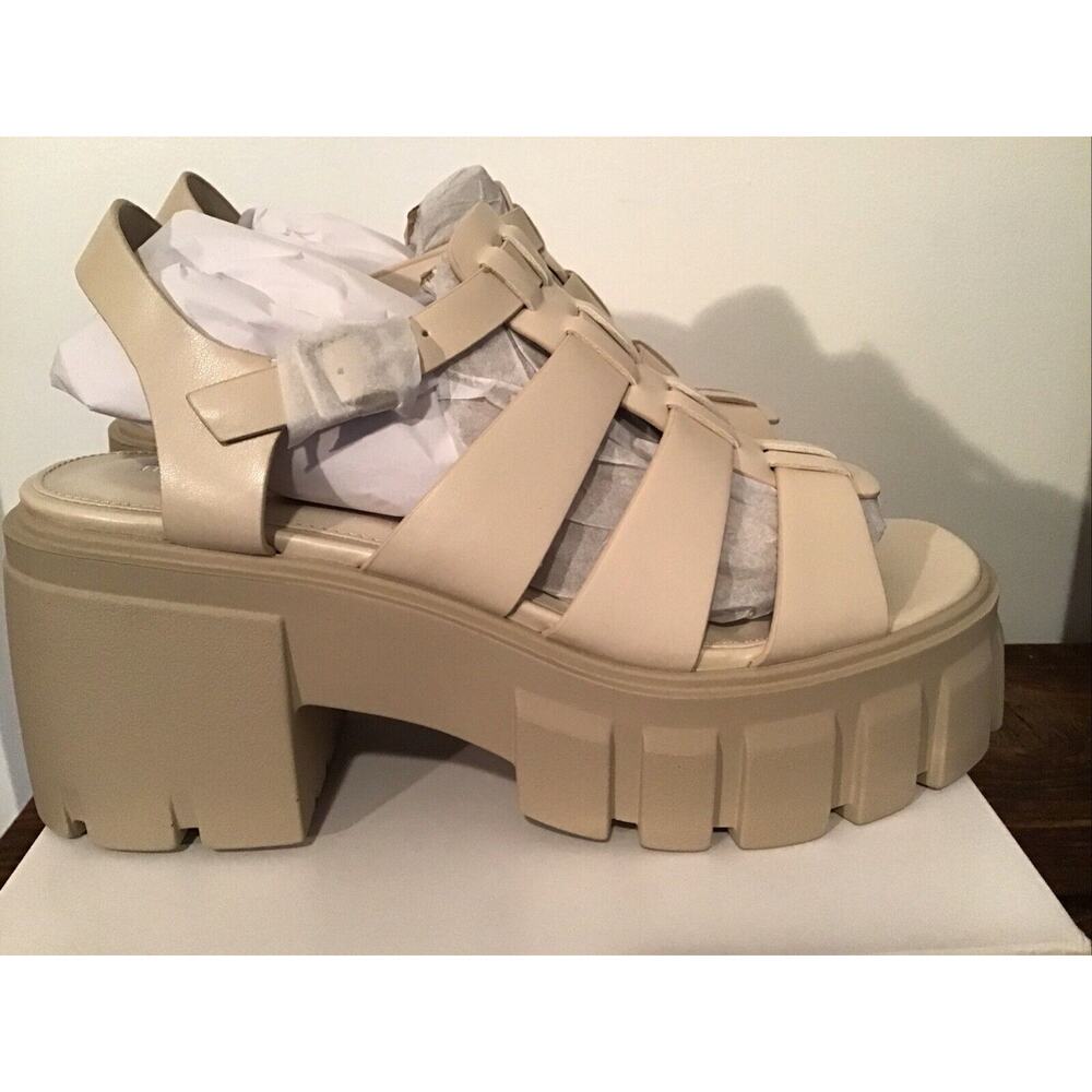 Madden Girl Galaxy Women's 11 Off White Platform Chunky Sandals